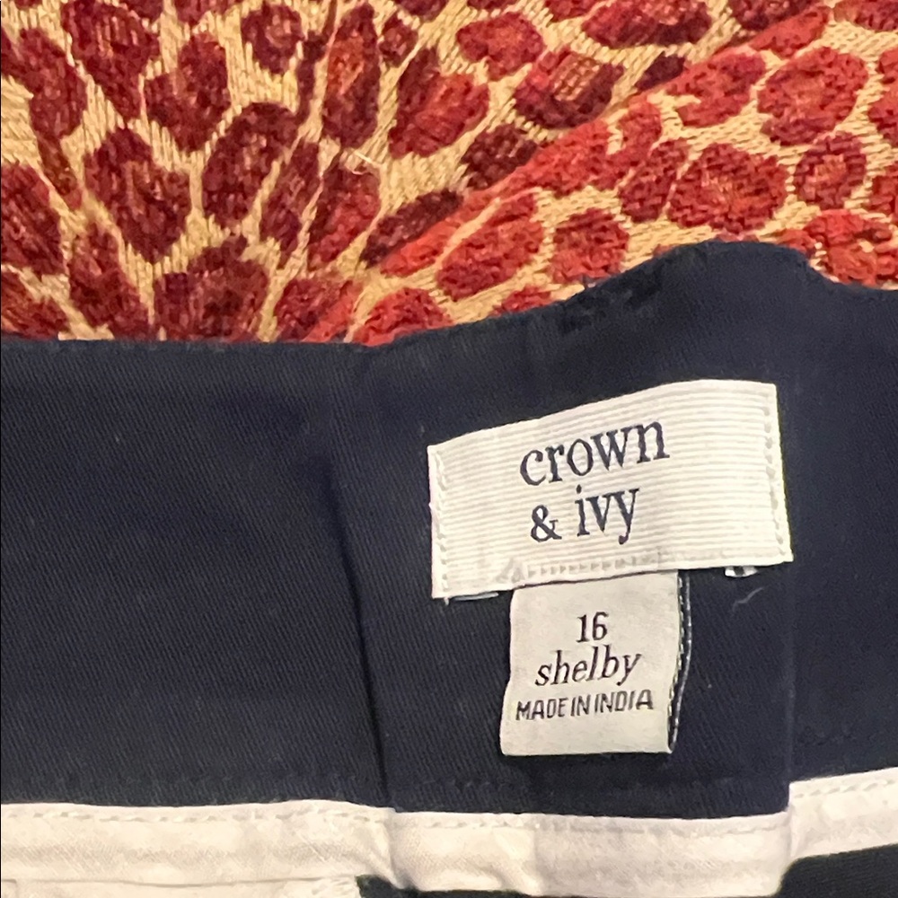 crown & ivy Navy High-Waist Shorts with Blue Scallop Trim - Picture 3 of 4